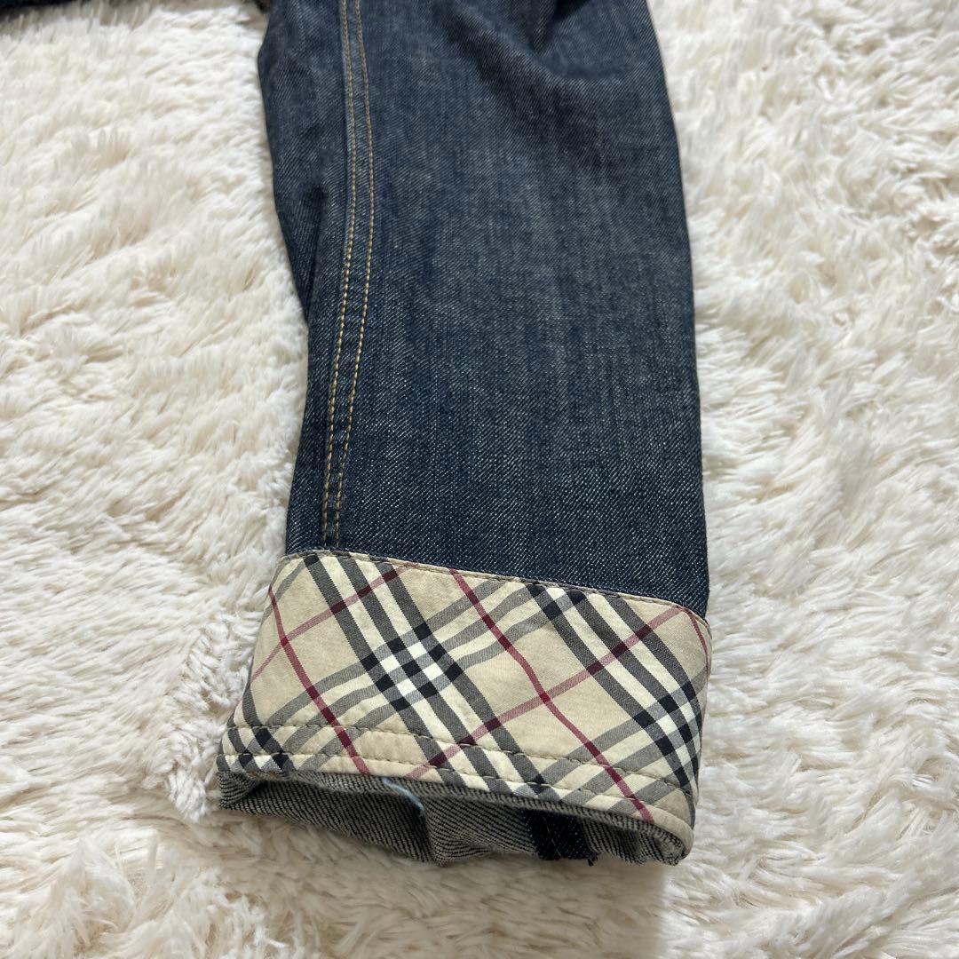 【美品】バーバリー デニムジャケット ノバチェック ダークブルー サイズ15