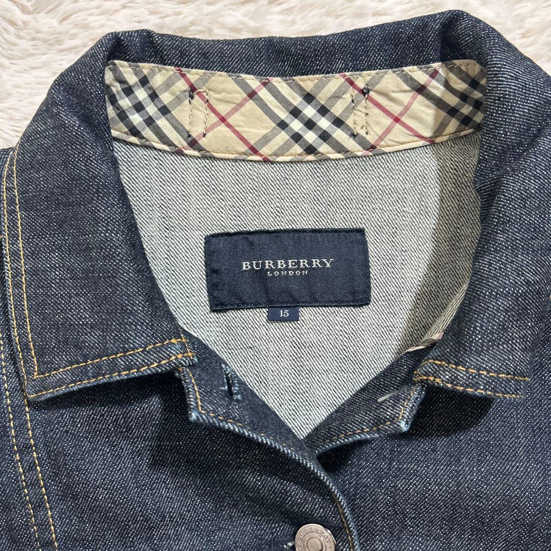 【美品】バーバリー デニムジャケット ノバチェック ダークブルー サイズ15