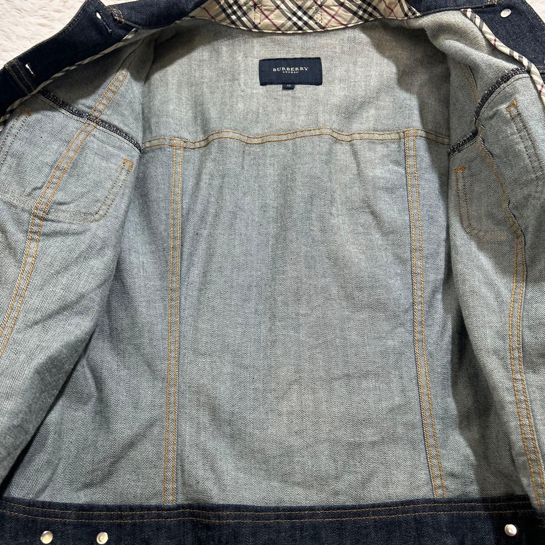 【美品】バーバリー デニムジャケット ノバチェック ダークブルー サイズ15