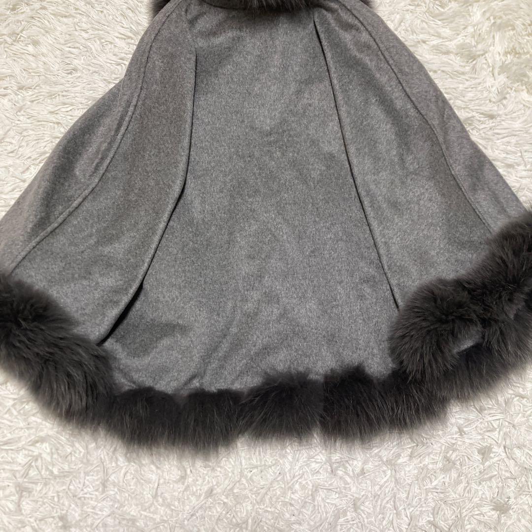 極美品サガファー　ケープコート　ポンチョ　カシミヤ100% ブルーフォックス