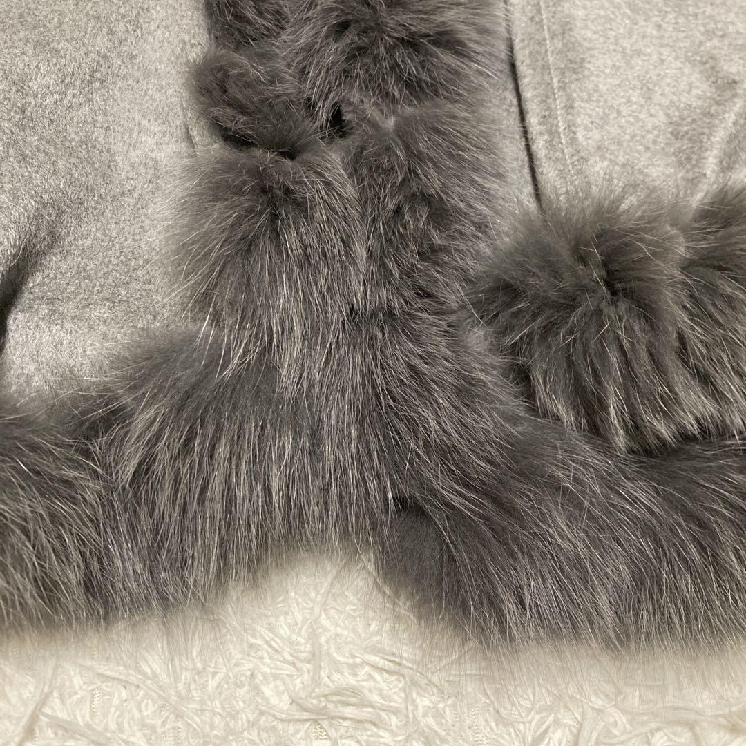 極美品サガファー　ケープコート　ポンチョ　カシミヤ100% ブルーフォックス