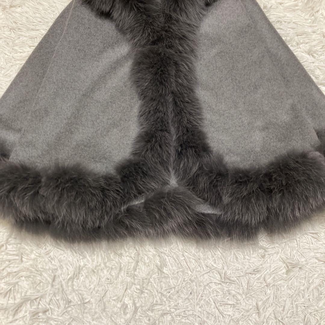 極美品サガファー　ケープコート　ポンチョ　カシミヤ100% ブルーフォックス