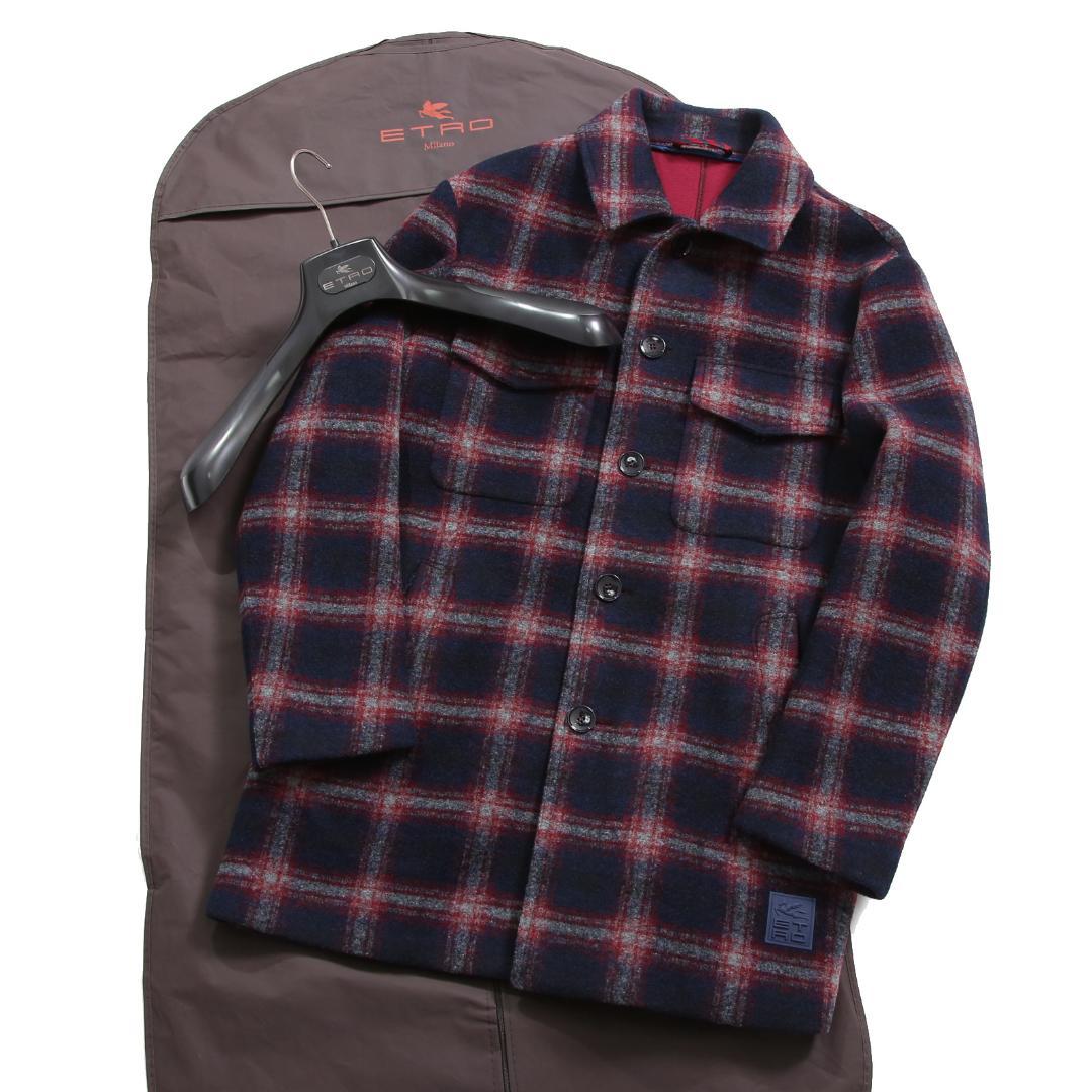 ETRO エトロ 22AW チェック柄 ラシャ ウール混紡 コート