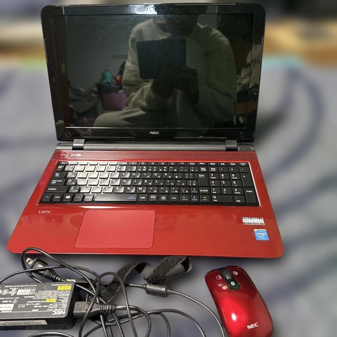 NEC LaVie 赤ノートPC マウス付き