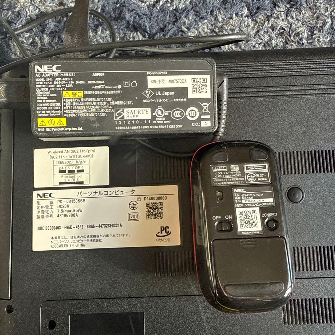 NEC LaVie 赤ノートPC マウス付き