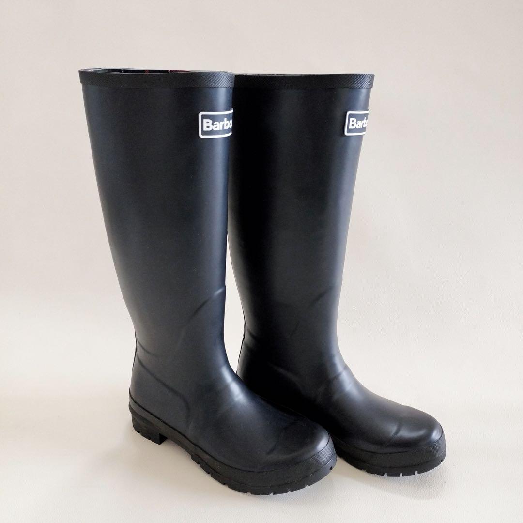 Barbour 　バブアー　レインブーツ　ブラック　チェック　黒　シューズ　5