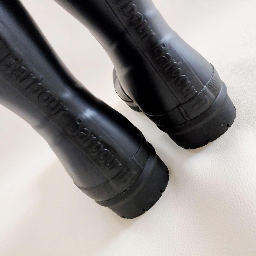 Barbour 　バブアー　レインブーツ　ブラック　チェック　黒　シューズ　5