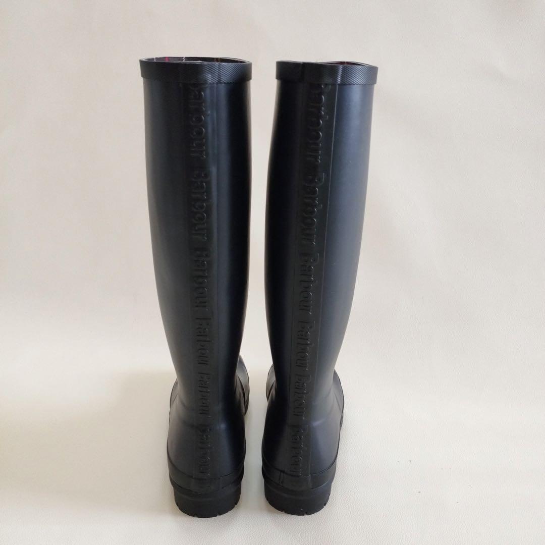 Barbour 　バブアー　レインブーツ　ブラック　チェック　黒　シューズ　5