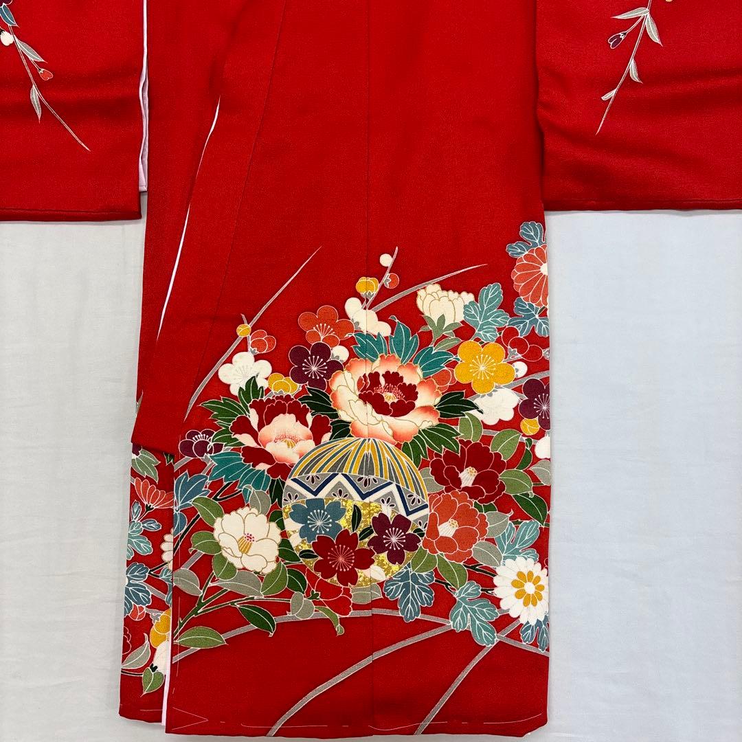 新品☆最高級正絹産着（祝着）特選京友禅手描き美術特選染古典豪華花車四季花まり文