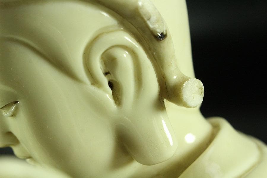 中国美術 白磁 南無仏 在銘 高37cm 鑑書箱(K-LC490)