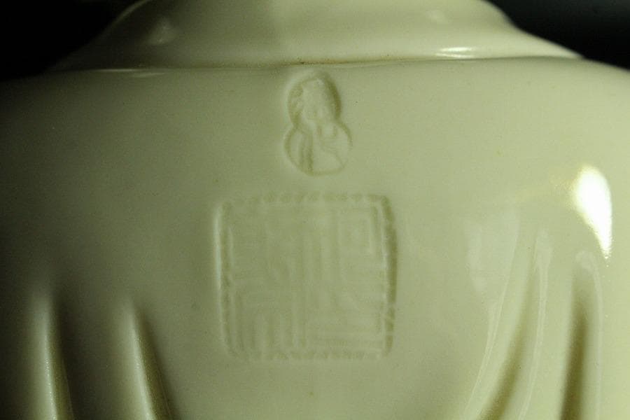 中国美術 白磁 南無仏 在銘 高37cm 鑑書箱(K-LC490)