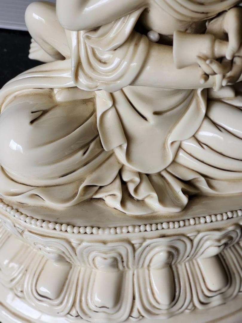 中国美術 白磁 南無仏 在銘 高37cm 鑑書箱(K-LC490)