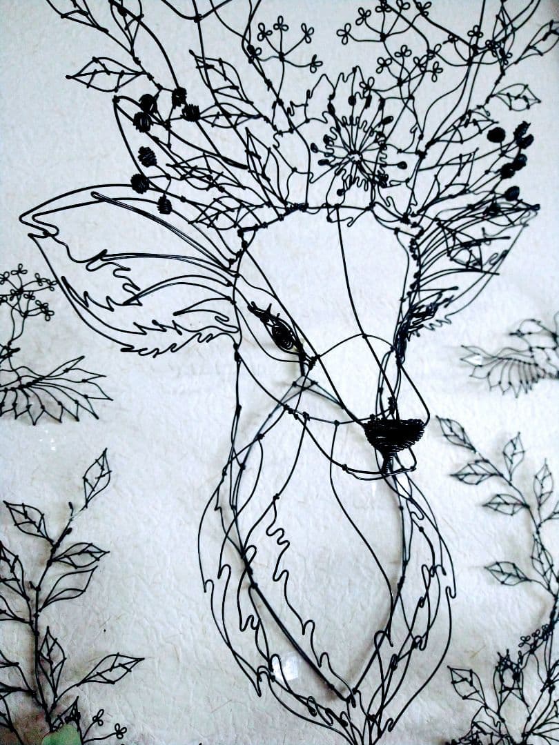 雄鹿　フラワーアート　立体　ワイヤークラフト