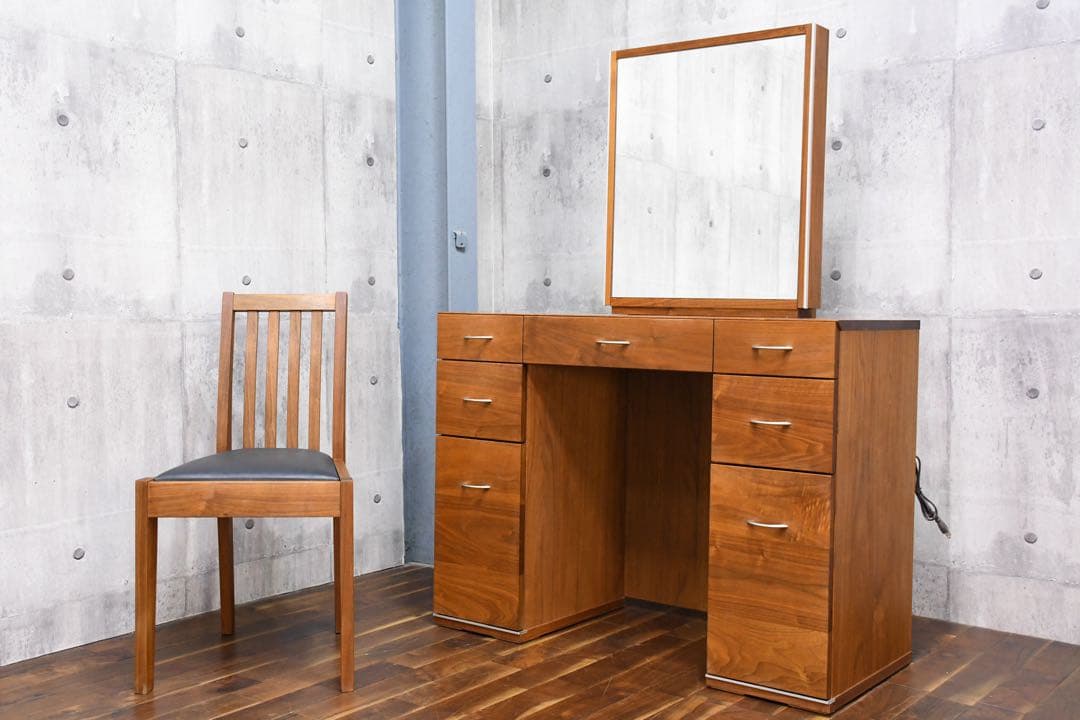 EJC13 シャルドネ ボーテ ウォールナット無垢材 ドレッサー チェア セット