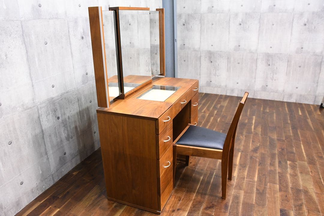 EJC13 シャルドネ ボーテ ウォールナット無垢材 ドレッサー チェア セット