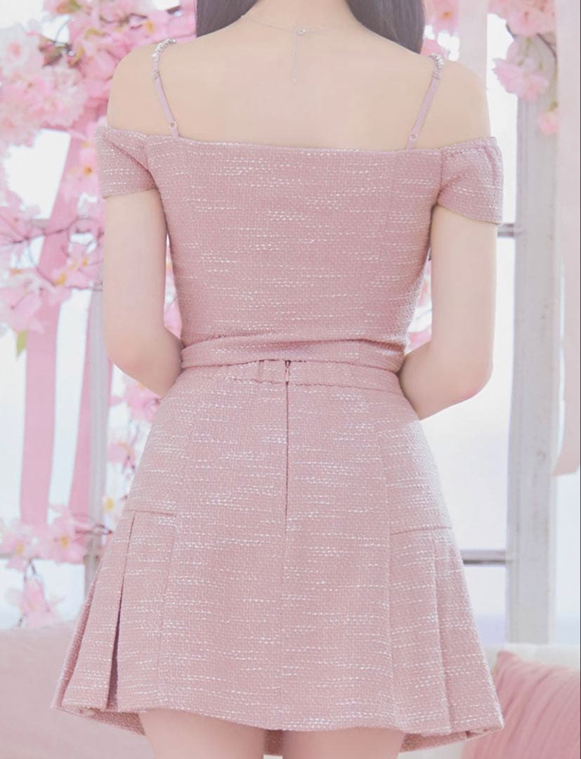 ピンクオフショルダーミニドレス　JEWELS