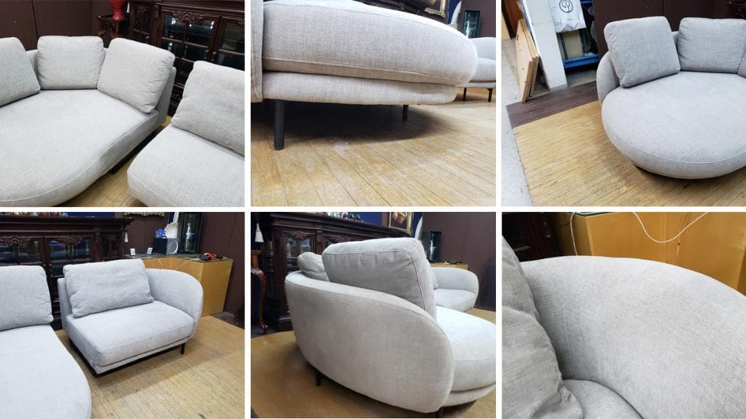 K6　IDC大塚家具　カウチソファセット「ニーデ」バーセルベージュ