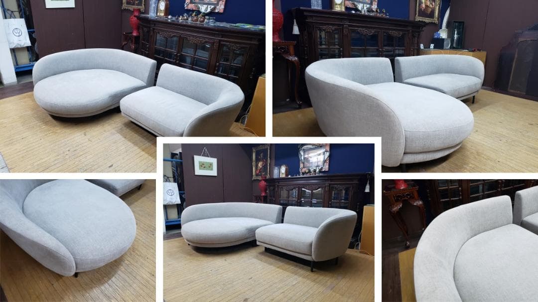 K6　IDC大塚家具　カウチソファセット「ニーデ」バーセルベージュ