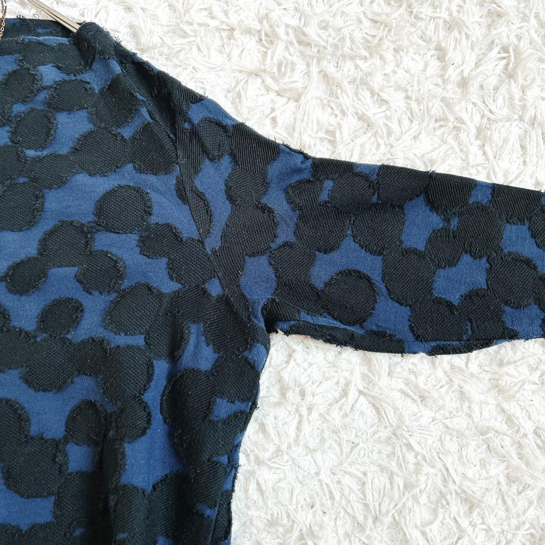 美品⁂センソユニコ⁂メフウ⁂長袖プルオーバー　サークルジャガード　総柄　変形ヘム