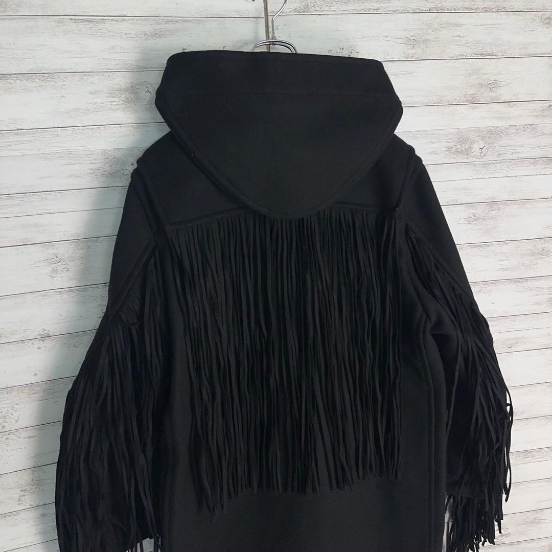 8478【美品・即完売モデル】ダブレット☆フリンジ定番カラー黒ロングコート