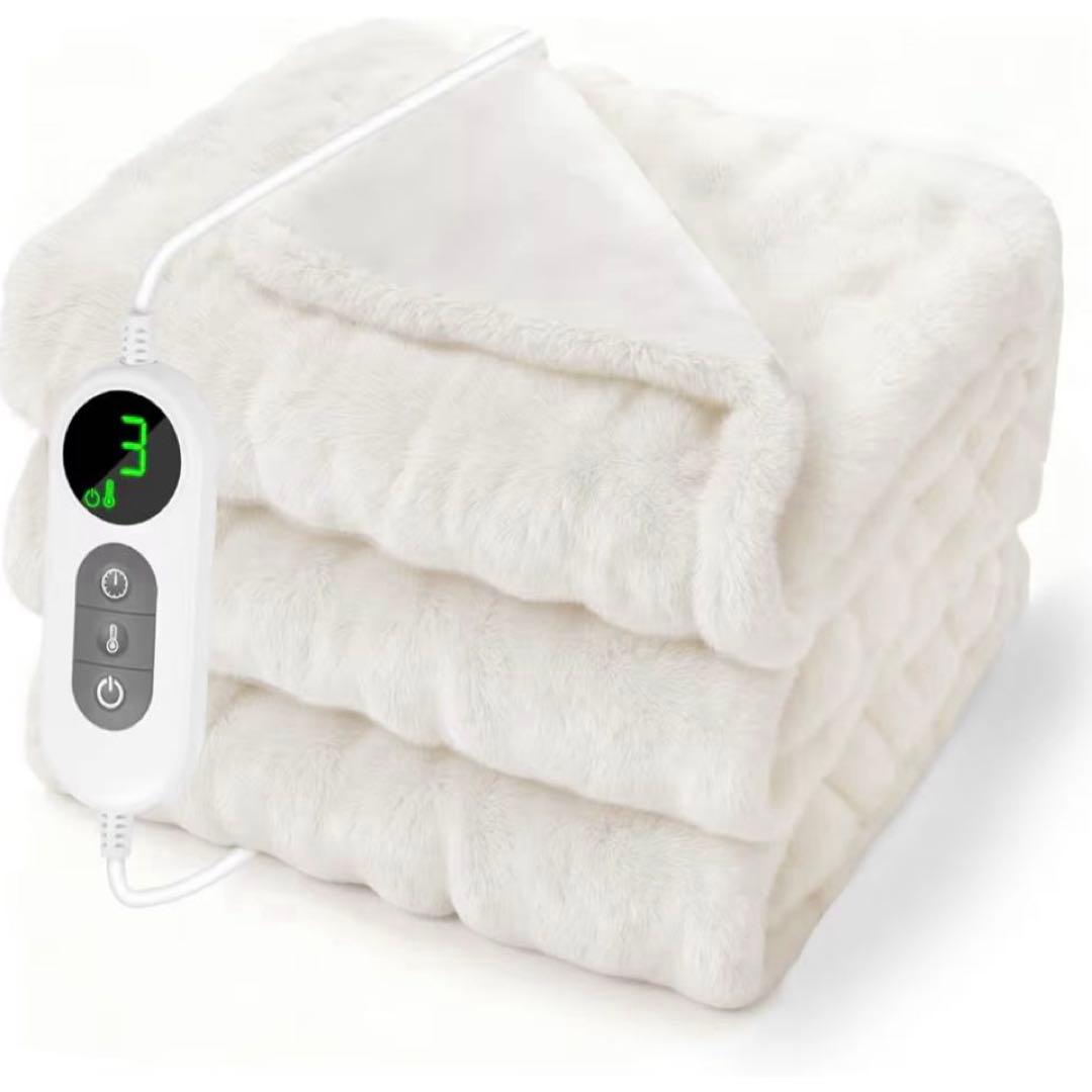 電気毛布 掛け敷き兼用 節電 切り忘れ防止タイマー付き130x160オフホワイト