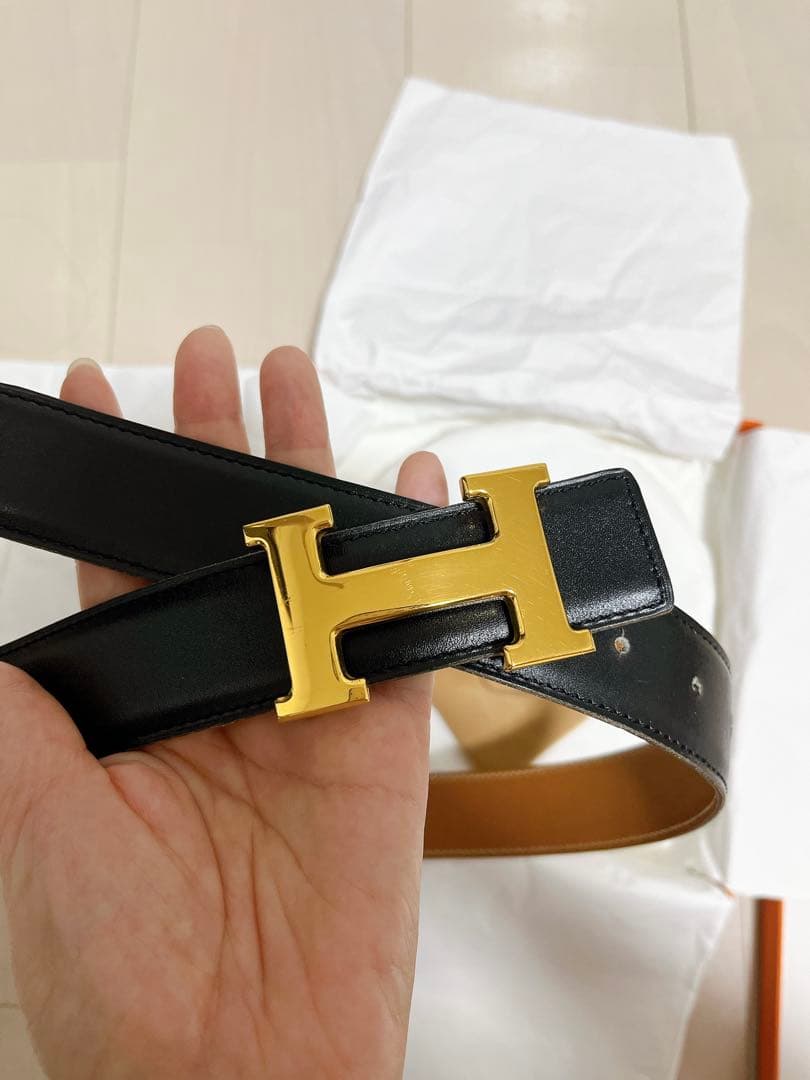 鑑定済み♡ 中古　HERMES リバーシブル　コンスタンス　レザーベルト 72