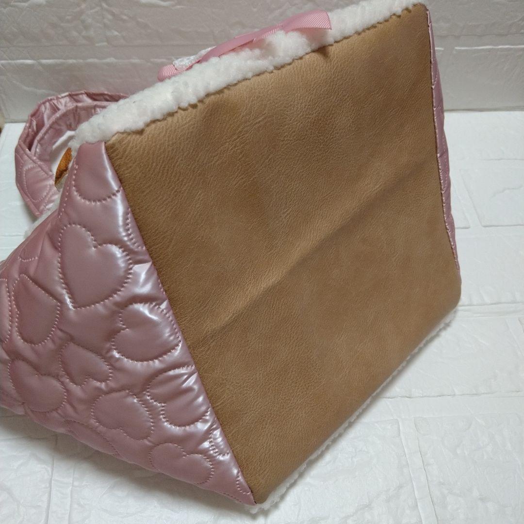 ね*ふ様 コヤンイサムチョン☆スクエアトートバッグ　もこもこボア＆メタルハート