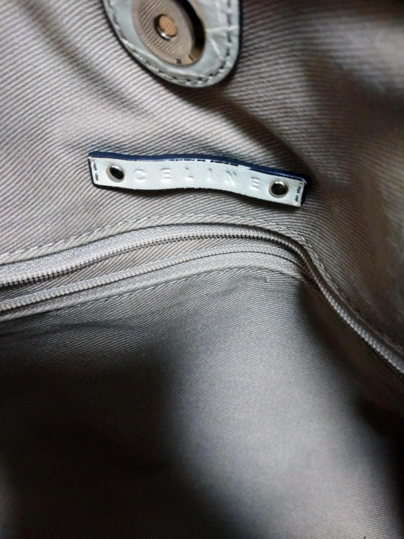 CELINE ベージュ トートバッグ キャンバス レザー