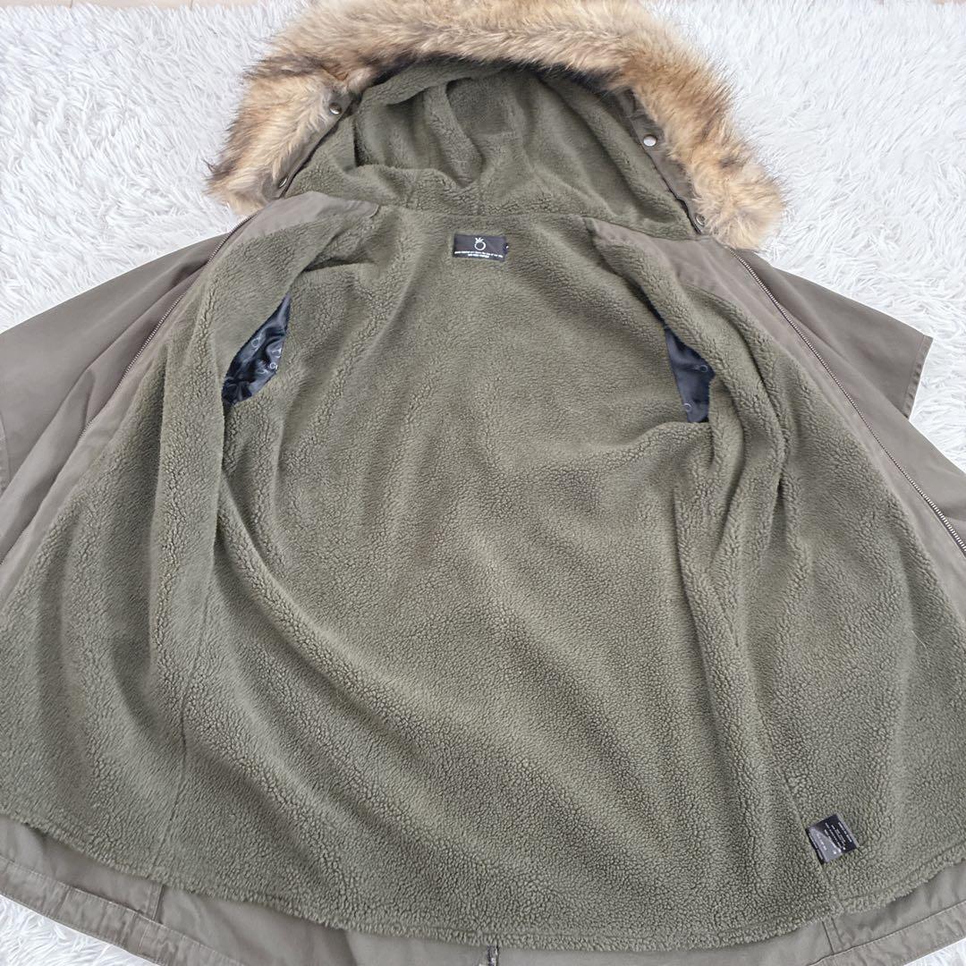 VIRGO モッズコート 変形デザイン ファー カウレザー 切替 カーキ 3