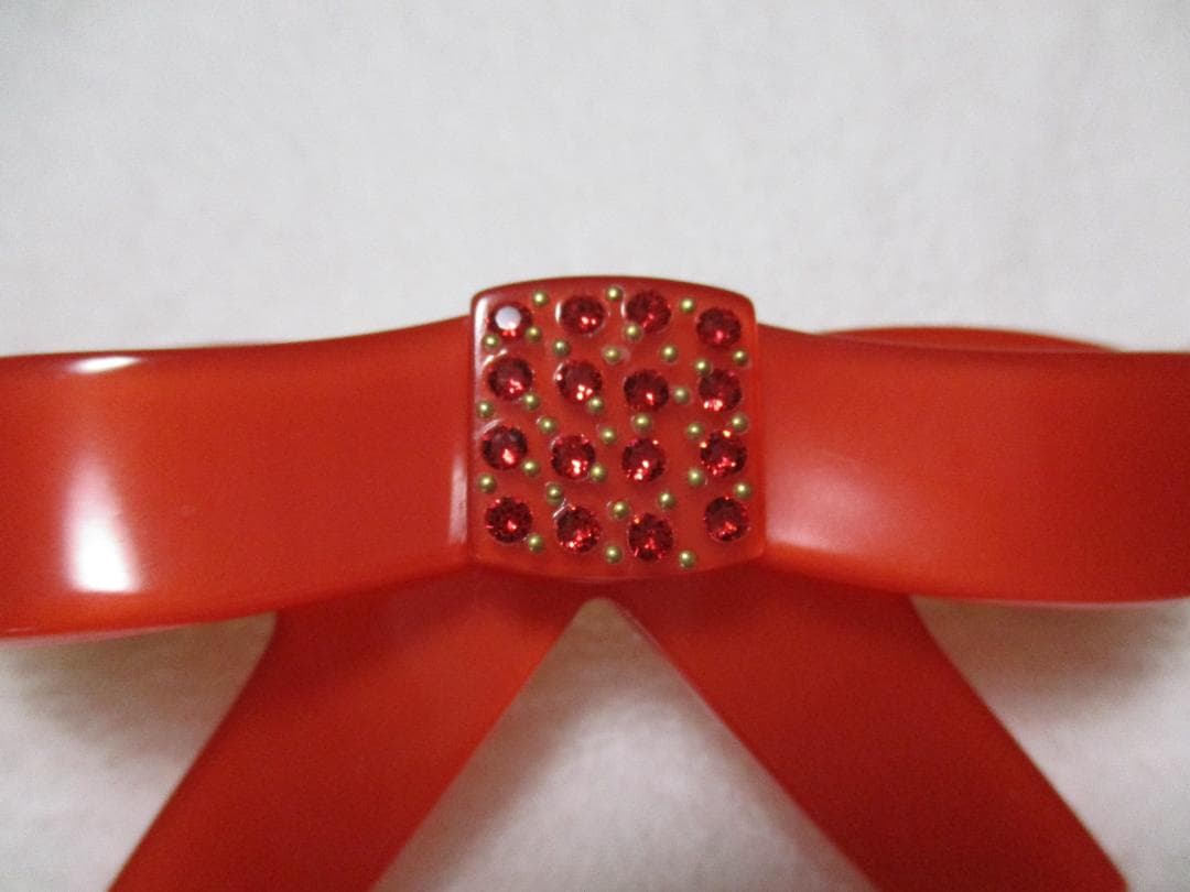 未使用自宅保管 アレクサンドルドゥパリ　リボンバレッタ　赤②　保存袋付き