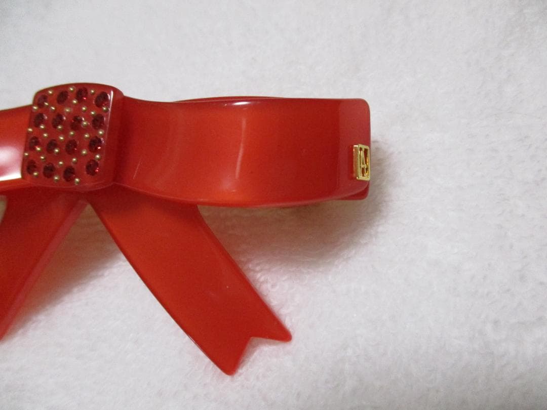 未使用自宅保管 アレクサンドルドゥパリ　リボンバレッタ　赤②　保存袋付き