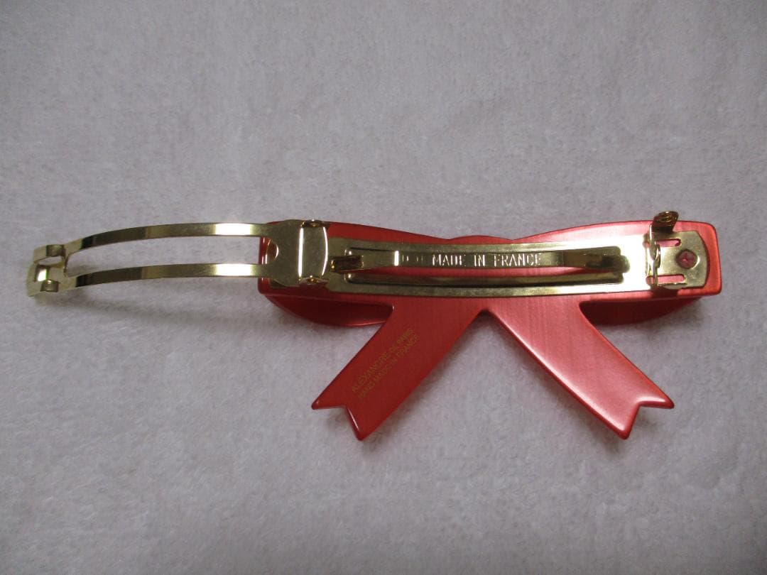 未使用自宅保管 アレクサンドルドゥパリ　リボンバレッタ　赤②　保存袋付き