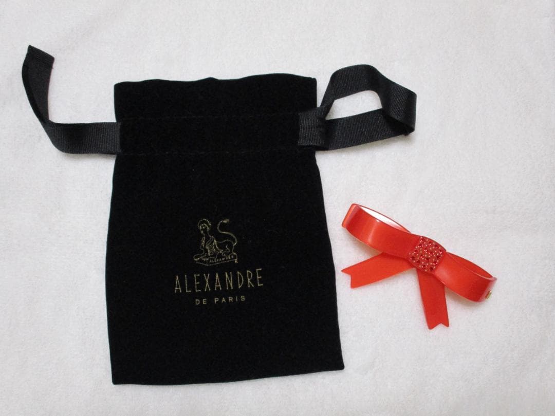 未使用自宅保管 アレクサンドルドゥパリ　リボンバレッタ　赤②　保存袋付き