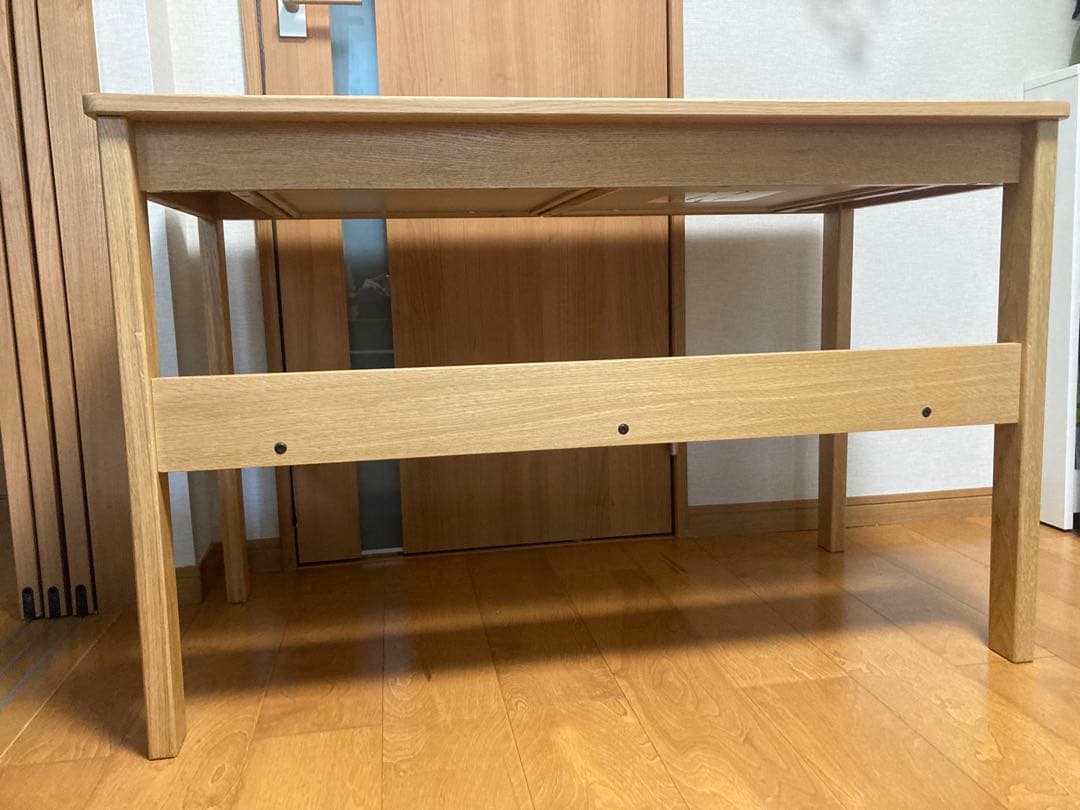 【値下げ】MUJI 無印 オーク 無垢材デスク（引出・足元棚付)