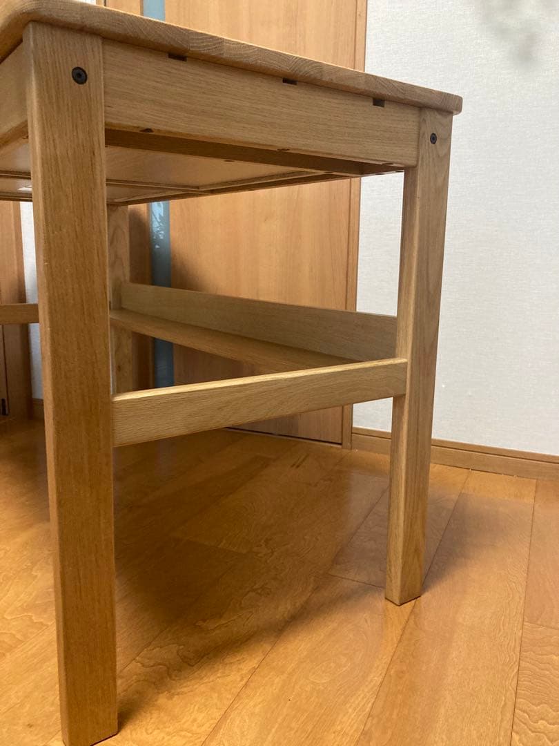 【値下げ】MUJI 無印 オーク 無垢材デスク（引出・足元棚付)