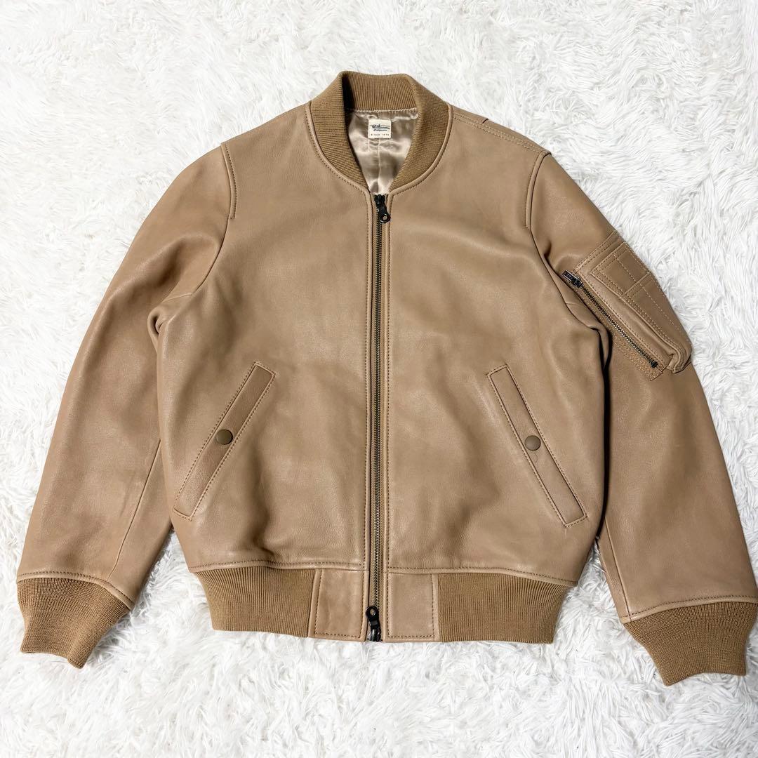 【極美品】ロンハーマン ma-1 ラムレザージャケット XS ベージュ系