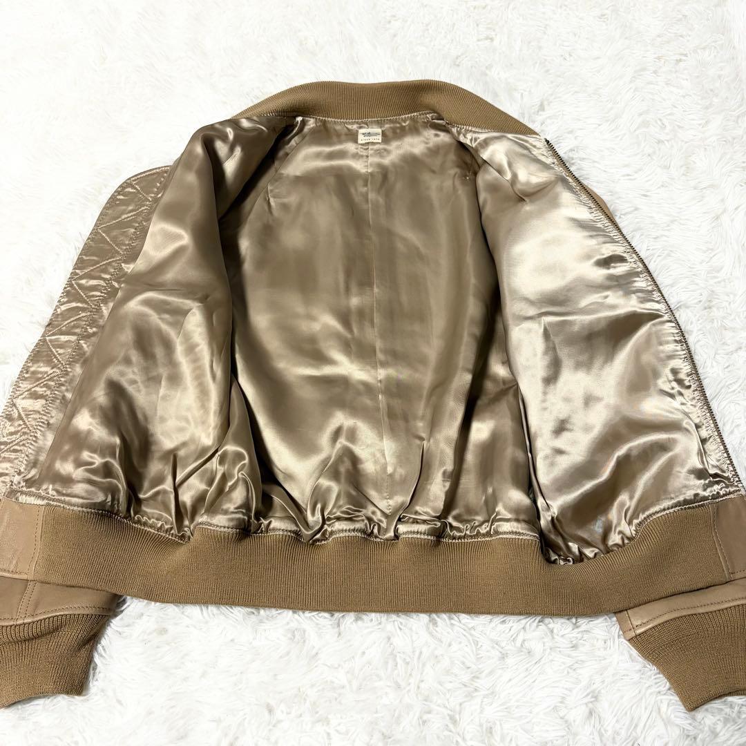 【極美品】ロンハーマン ma-1 ラムレザージャケット XS ベージュ系