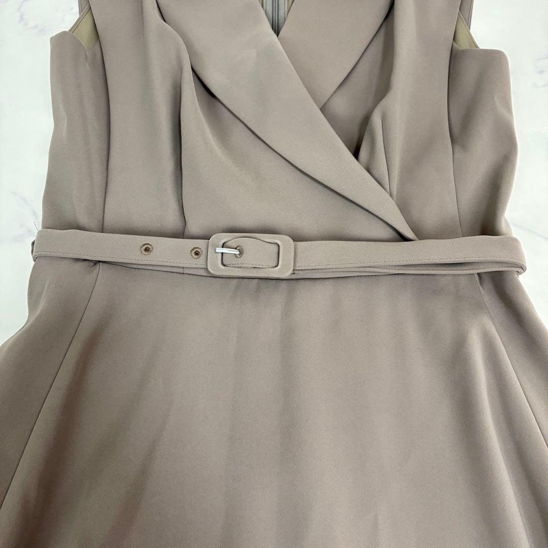 アニュアンス　ダブルサテンテーラードフレアワンピース　ベージュ