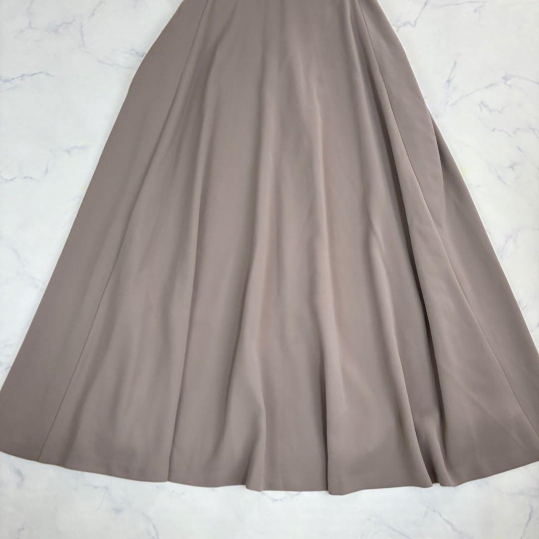 アニュアンス　ダブルサテンテーラードフレアワンピース　ベージュ