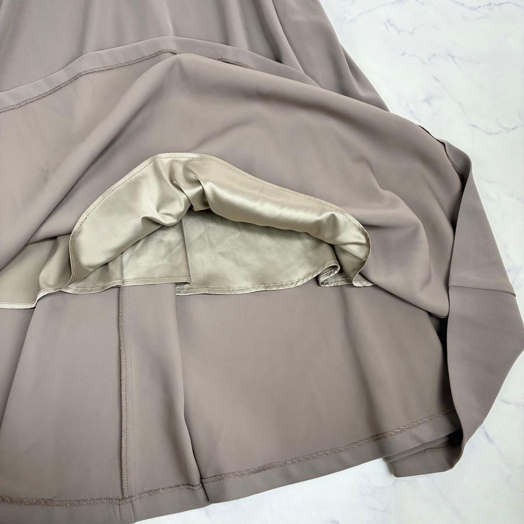 アニュアンス　ダブルサテンテーラードフレアワンピース　ベージュ