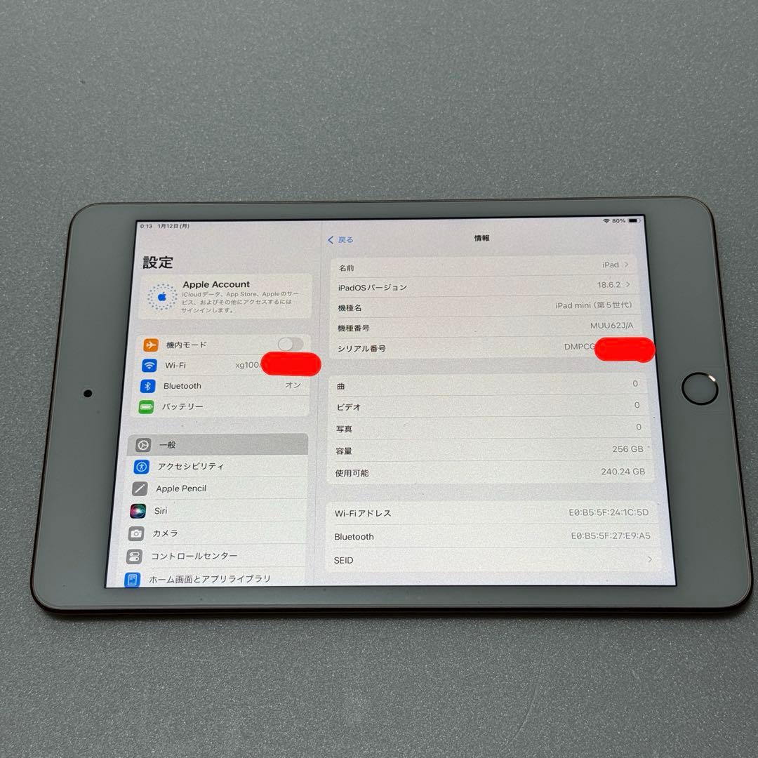 iPad本体 iPad mini 5 256GB, Wi-Fi