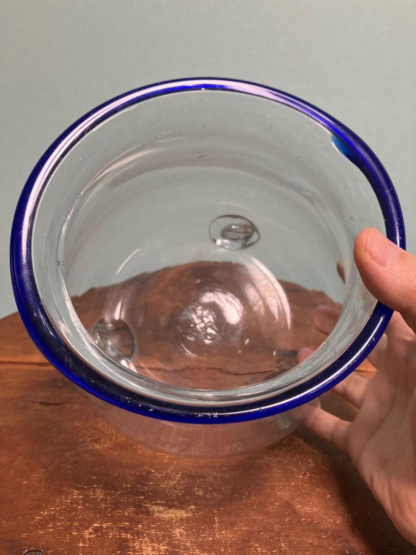 大正時代の吹きガラス製三つ脚金魚鉢◇レトロガラス◇和ガラス◇古ガラス◇古道具