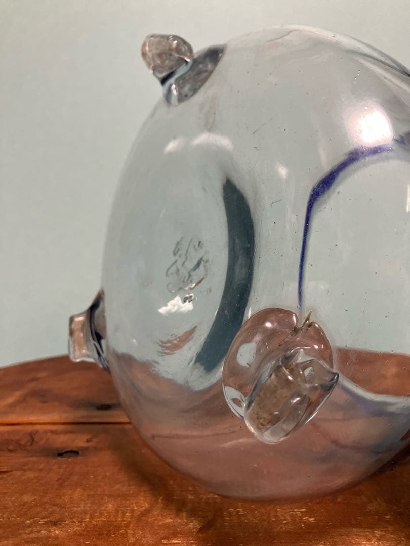 大正時代の吹きガラス製三つ脚金魚鉢◇レトロガラス◇和ガラス◇古ガラス◇古道具