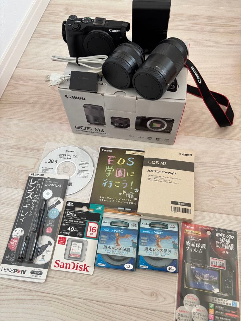 【美品・即日発送】Canon EOS M3 ダブルレンズ・保護セット