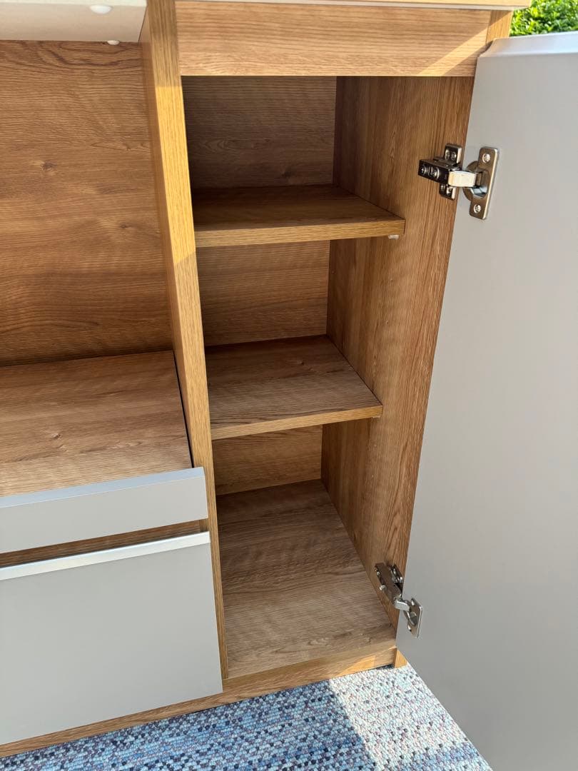 【展示品レベルの美品】キッチンカウンター／幅90・ナチュラルグレージュ・日本製