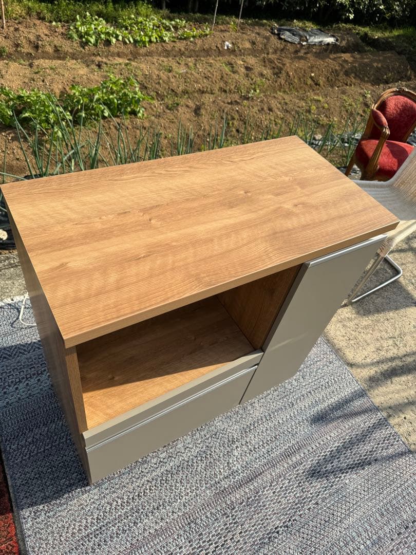 【展示品レベルの美品】キッチンカウンター／幅90・ナチュラルグレージュ・日本製