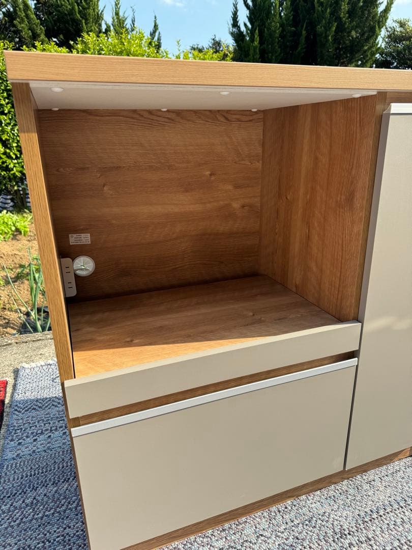 【展示品レベルの美品】キッチンカウンター／幅90・ナチュラルグレージュ・日本製