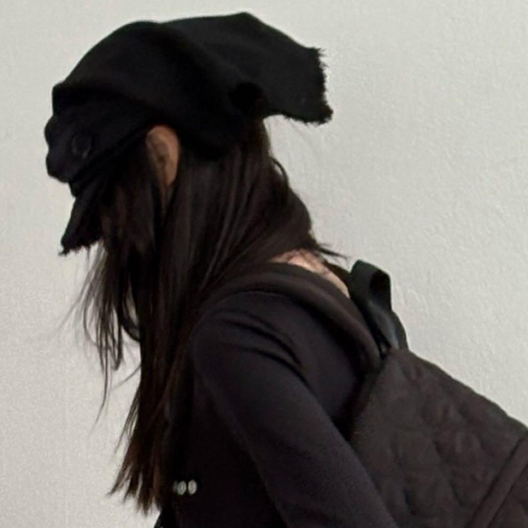 スカーフベールウールキャップ / ブラック　ojos キャスケット