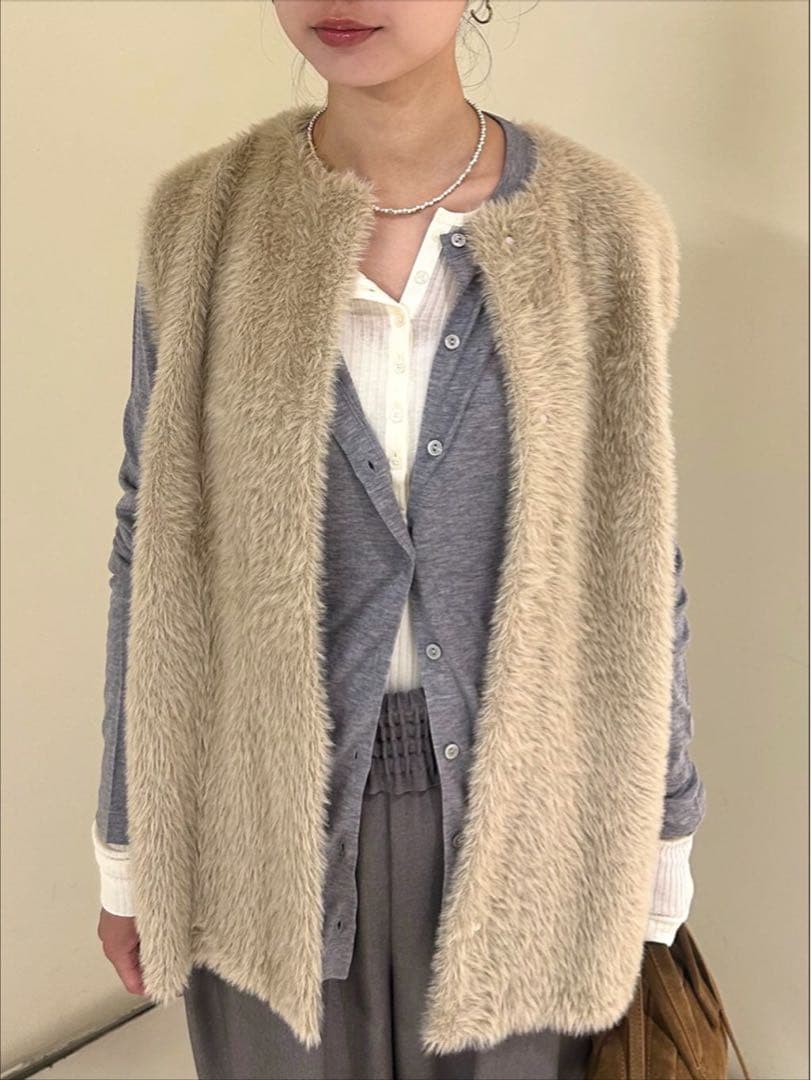 【新品タグ付き】ジャーナルスタンダード ダブルフェイスフェザークルーネックベスト