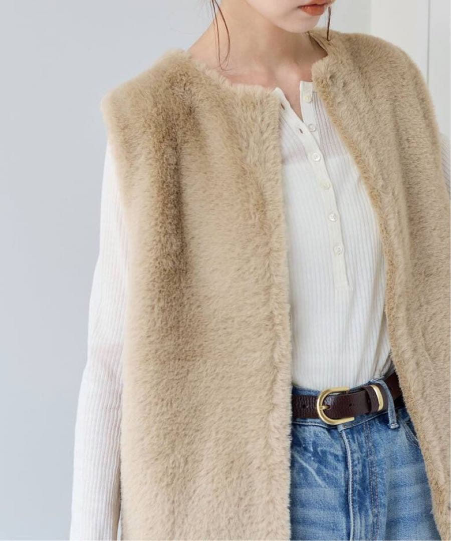 【新品タグ付き】ジャーナルスタンダード ダブルフェイスフェザークルーネックベスト